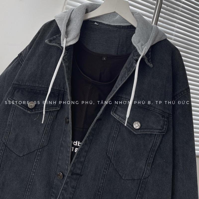 Áo khoác jeans có nón form rộng unisex nam nữ