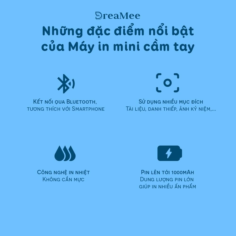 Máy in nhiệt mini Cầm tay Tặng Giấy in Nhiệt