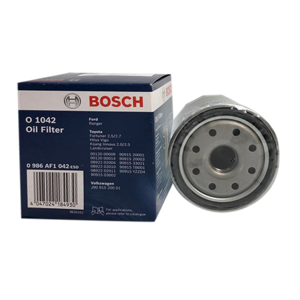 Lọc nhớt (dầu) Bosch O1042 cho xe TOYOTA-Innova, Camry3.0V, Land Cruiser, Fortuner, SUZ-Grand Vitara, Swift, MAZDA 3, Ford Ranger.. Hibushop