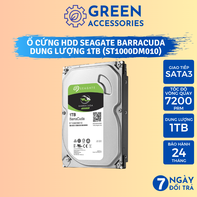 Ổ Cứng PC HDD Seagate Barracuda 1TB ST1000DM010 7200prm - Hàng Chính Hãng