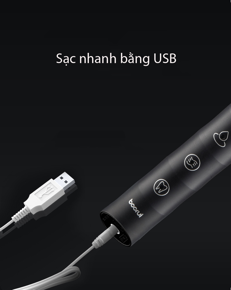Bàn Chải Điện BOORUI Primus Z2 3 Chế Độ , Bàn Chải Đánh Răng Tặng Kèm 3 Đầu Bản Chải - Hàng Chính Hãng , Chống Nước IPX7 , Sạc nhanh USB