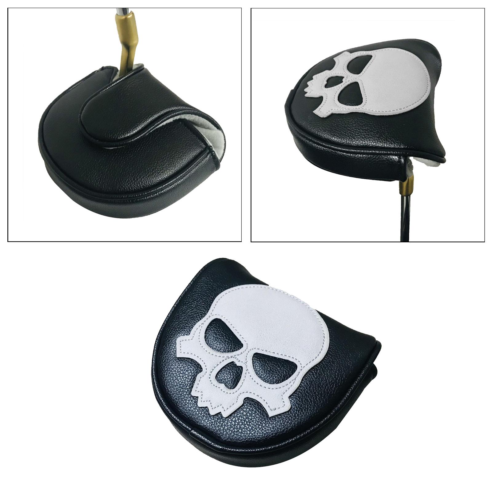 Golf Putter Head Covers Blade PU Leather Skull Pattern Design, Pack Club Headcover Fits All Brands Men Women