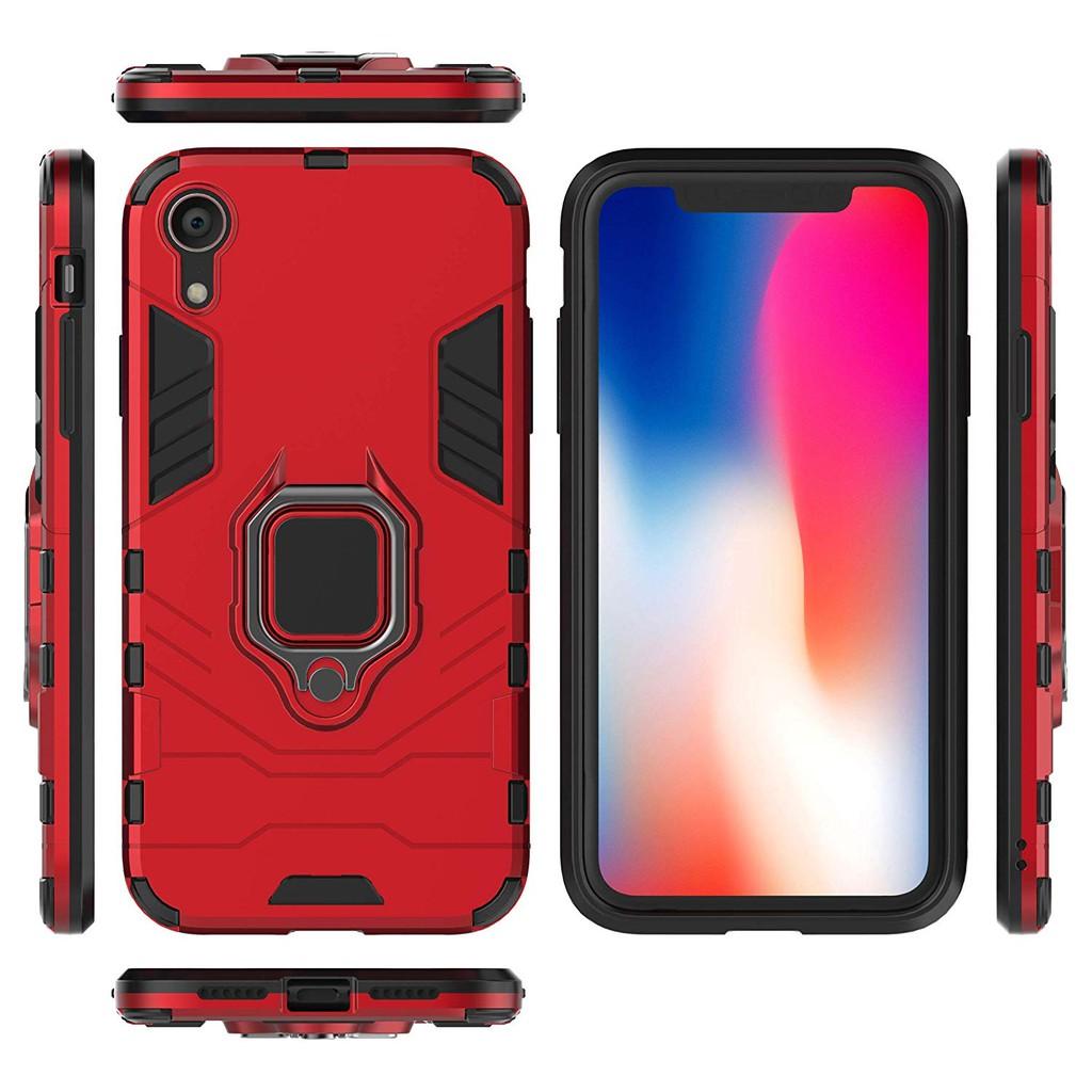 Ốp lưng cho iPhone XR iron man chống sốc kèm nhẫn xoay chống xem video bảo vệ camera