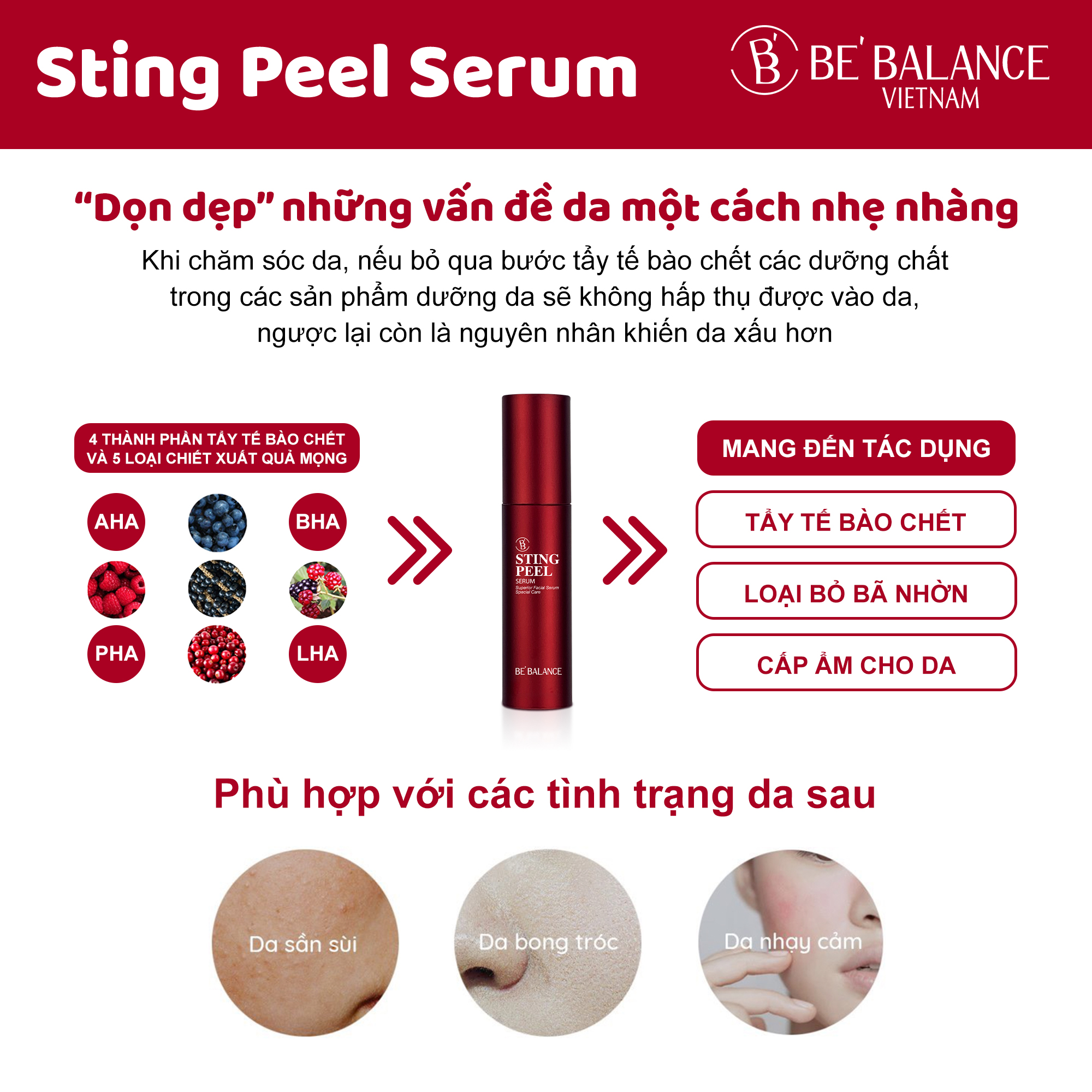 Tẩy tế bào chết hoá học BEBALANCE Sting Peel Serum 30ml