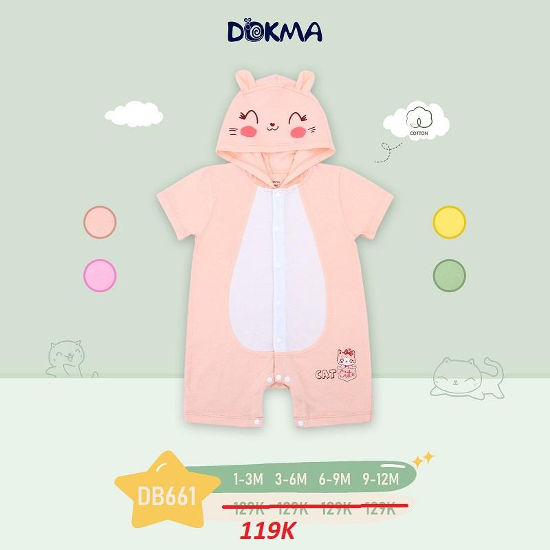 Body Sơ Sinh cài giữa Hình Thú có Mũ Dokma DB661 Cho bé 1-12M