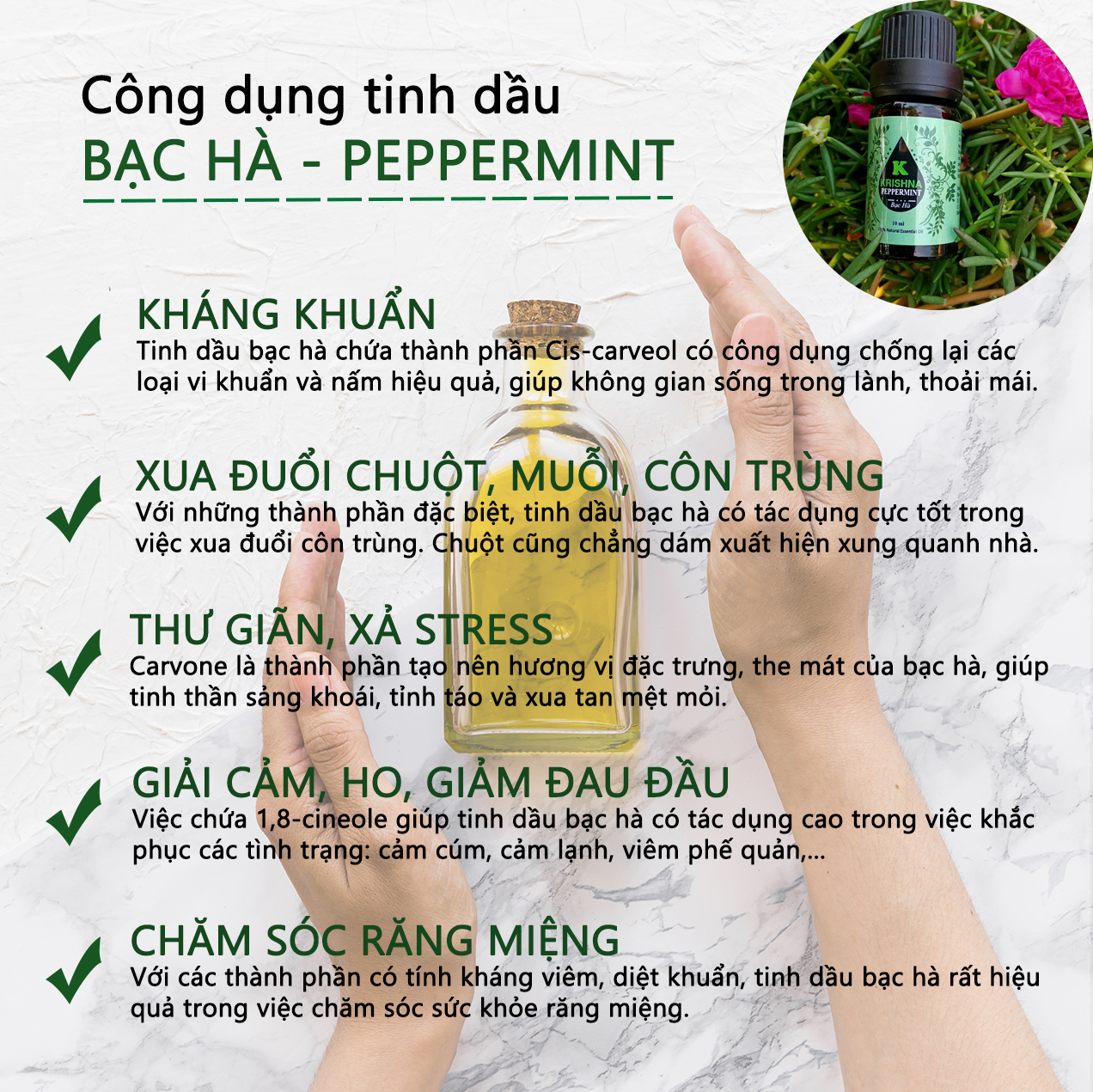 Tinh Dầu Bạc Hà Krishna nguyên chất nhập khẩu 50 ml - Tinh Dầu Thiên Nhiên Nguyên Chất, Tinh Dầu Xông Phòng, Giúp Giảm Stress, Xua Đuổi Côn Trùng Và Khử Mùi Hiệu Quả, Giảm Stress, Xua Đuổi Côn Trùng Và Khử Mùi Hiệu Quả.