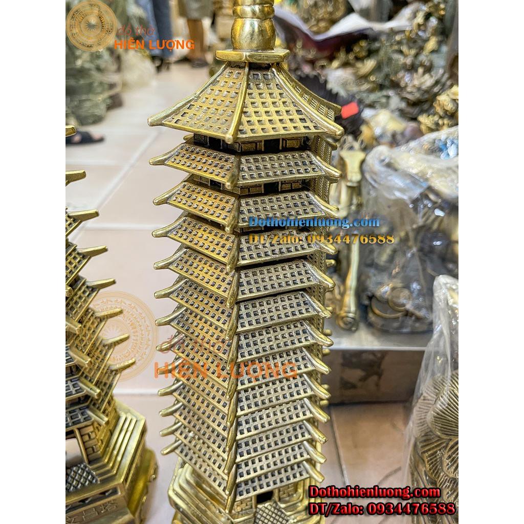 Tháp Văn Xương 9 Tầng Bằng Đồng Thau Nguyên Chất Đúc Nguyên Khối Cao 40cm