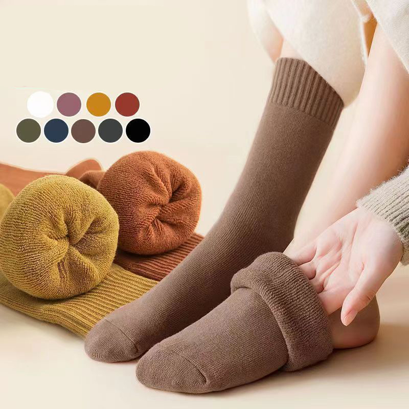 Combo 5 đôi Tất nữ lót lông cổ cao ấm áp giữ nhiệt, siêu giữ nhiệt tránh rét đại hàn