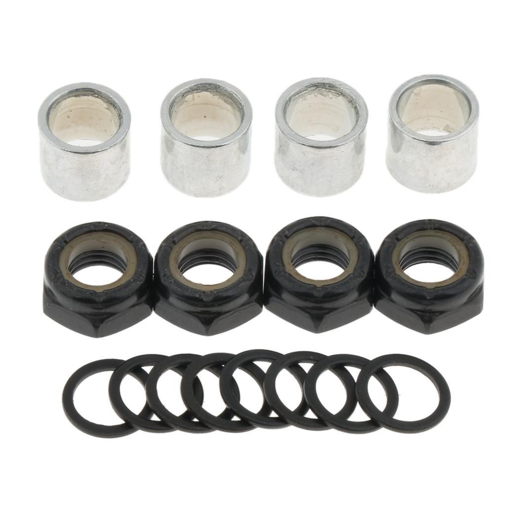 2x Skateboard Longboard Bearing Spacers Washers Rings Nuts Replacement Kit Outdoor Sports Small Tools Hardware