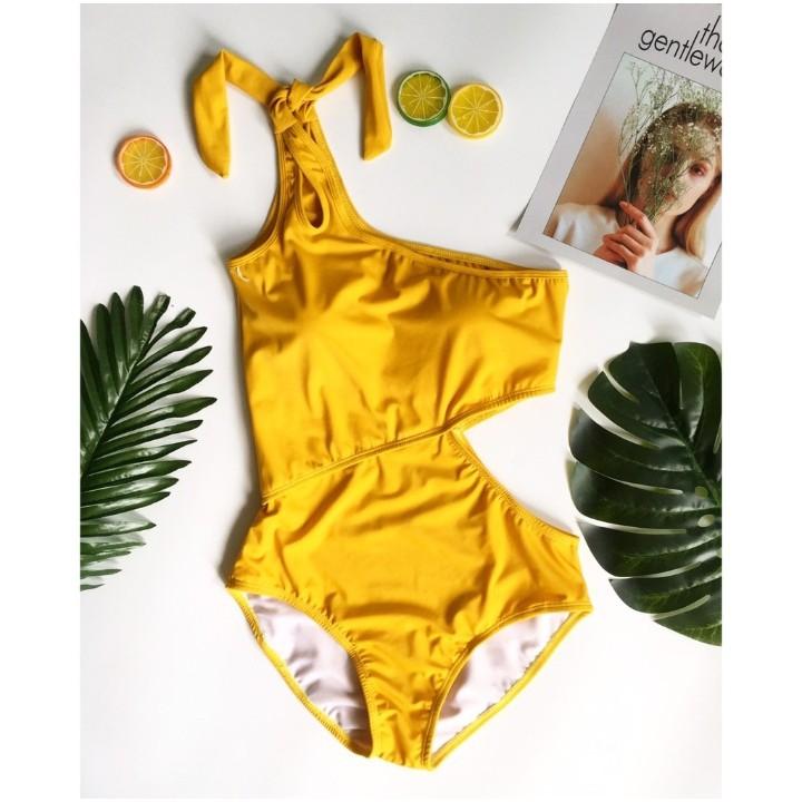 Bikini đồ bơi đi biển liền mảnh lệch vai khoét eo VATIXA BKN38