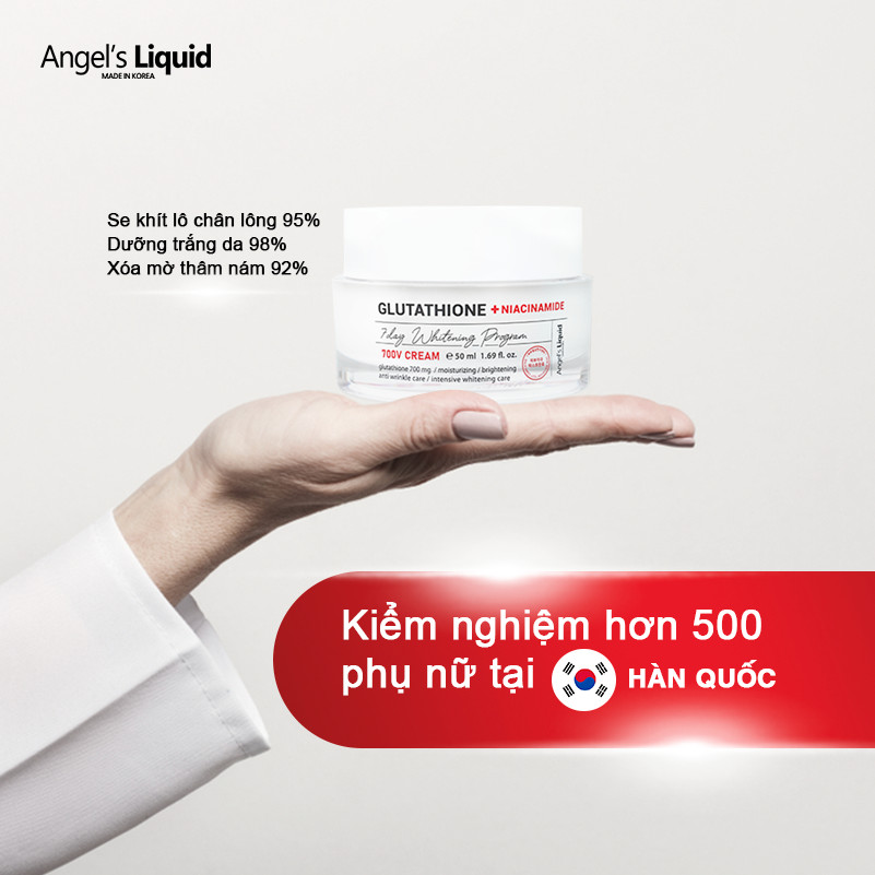 Kem dưỡng giảm nám truyền trắng Angel's Liquid Glutathione Plus Niacinamide 700 V Cream 50ml +Tặng kèm 1 băng đô tai mèo (màu ngẫu nhiên)