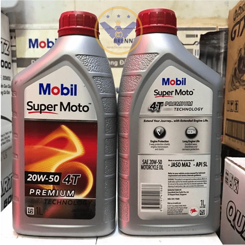 Bộ 2 chai nhớt xe máy Mobil Super Moto 20W50 800ml