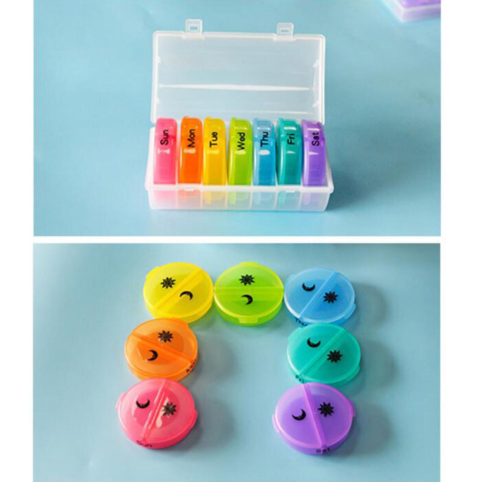 Rainbow Design Portable Seven-Day Pill Box Medicine Case Organiser for Vitamins Fish Oil