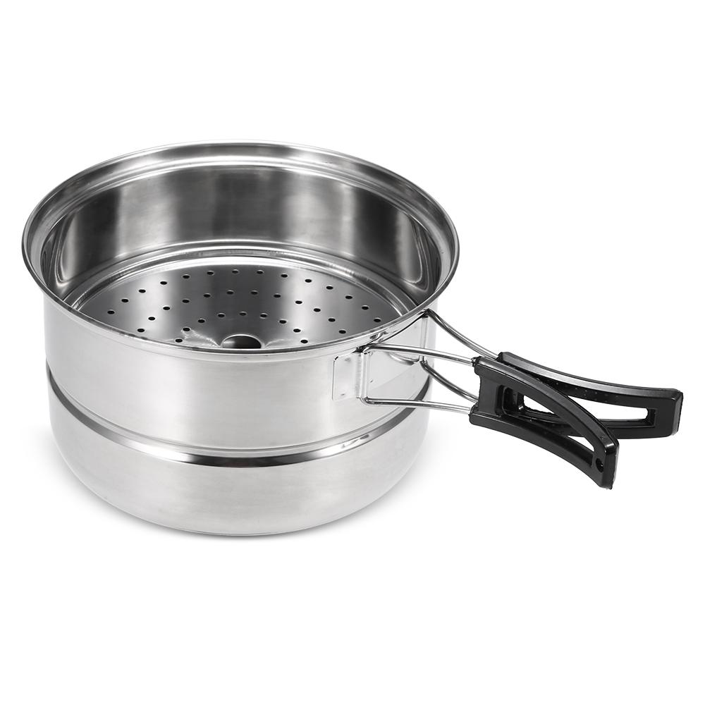 Bộ 3 cái nồi nấu ăn cắm trại Nồi bằng thép không gỉ