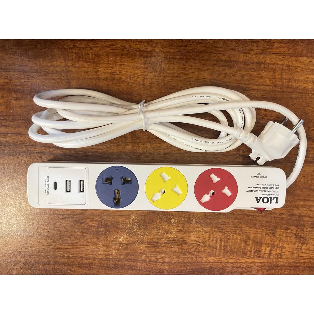 Ổ dây đa năng có 3 cổng sạc nhanh USB bảo hành 10 năm Lioa
