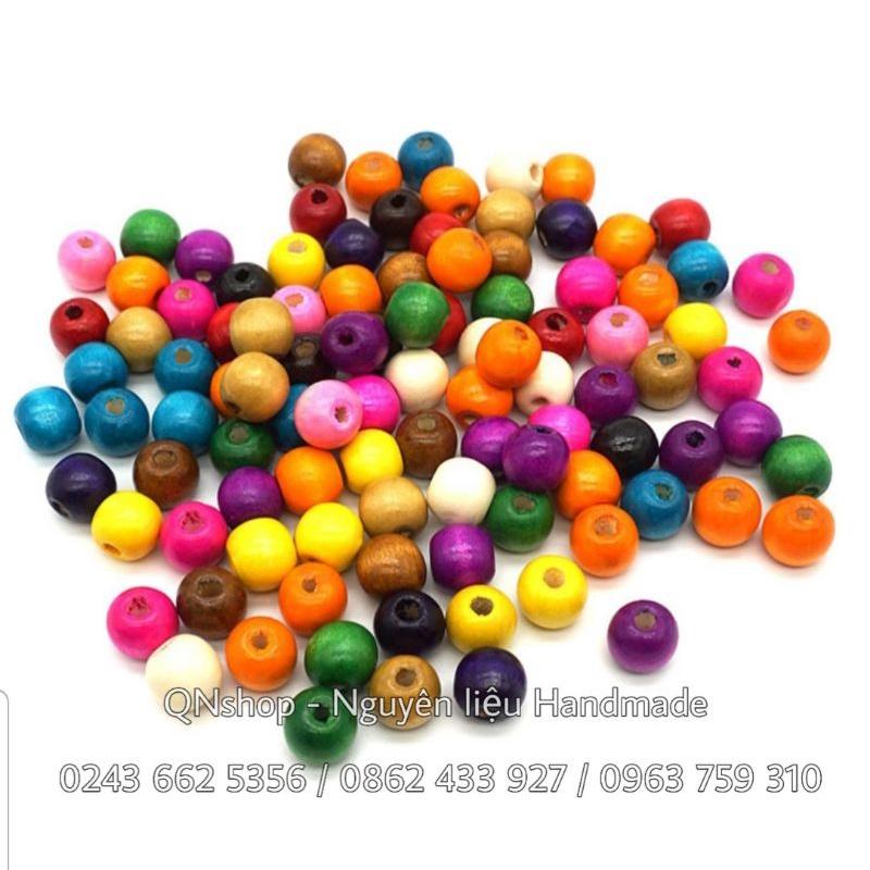 80 hạt gỗ tròn màu Pastel, các loại hạt gỗ trang trí...