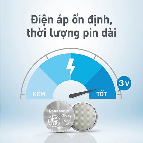 Vỉ Pin nút Panasonic 3V CR-1632/5BN (1 viên/5 viên) - Hàng chính hãng