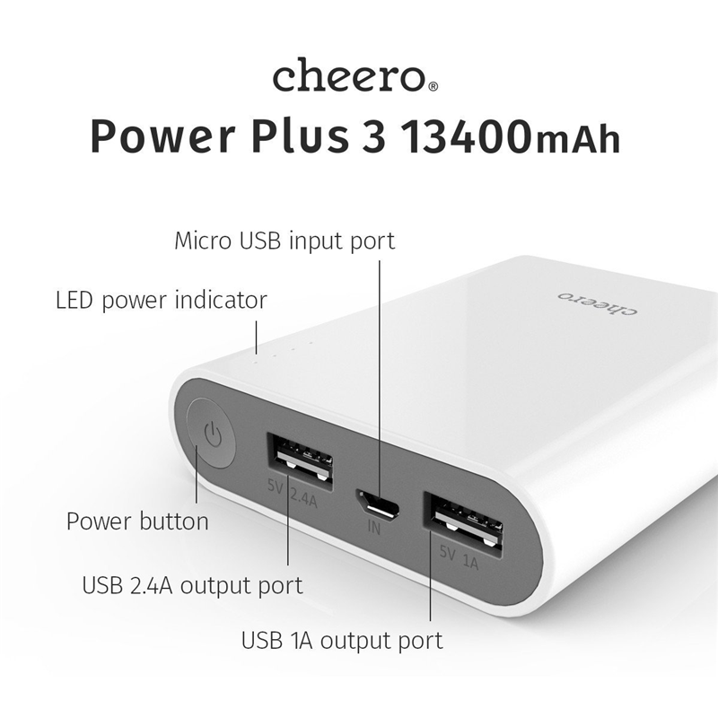 Pin Sạc Dự Phòng Cheero Power Plus 3 13400 mAh CHE-059 Hàng Chính Hãng