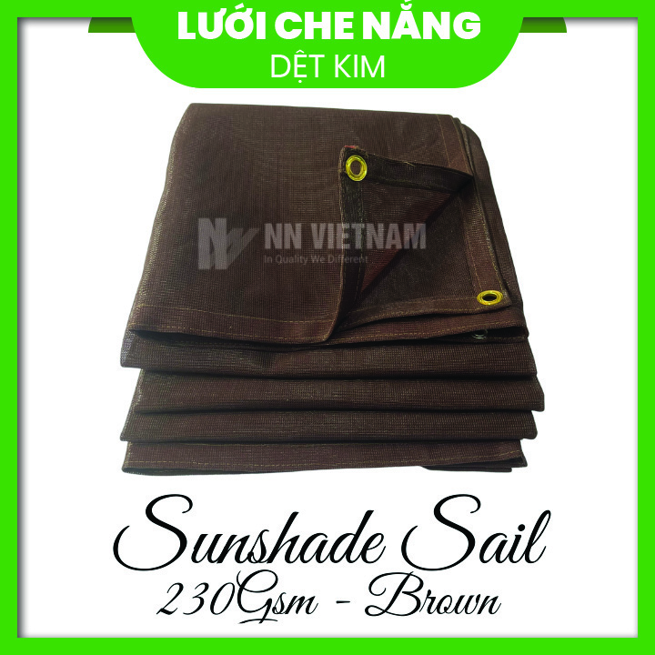 Lưới che nắng 80% may viền khuy sẵn - Màu Nâu (Nhiều kích thước)