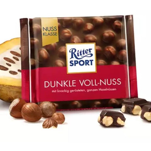 Combo 6 thanh Chocolate Ritter Sport Dunkle Voll-Nuss vị Dark Choco nhân Hạt dẻ 100gr