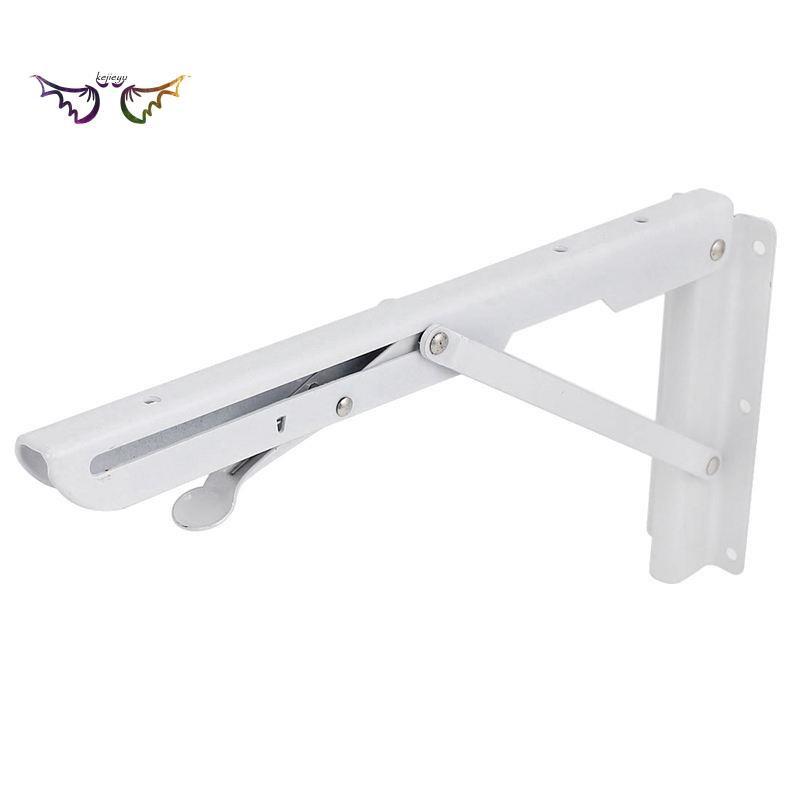 White Paint Metal Holder Bench Table Folding Shelf Bracket 29.5cmx15cm