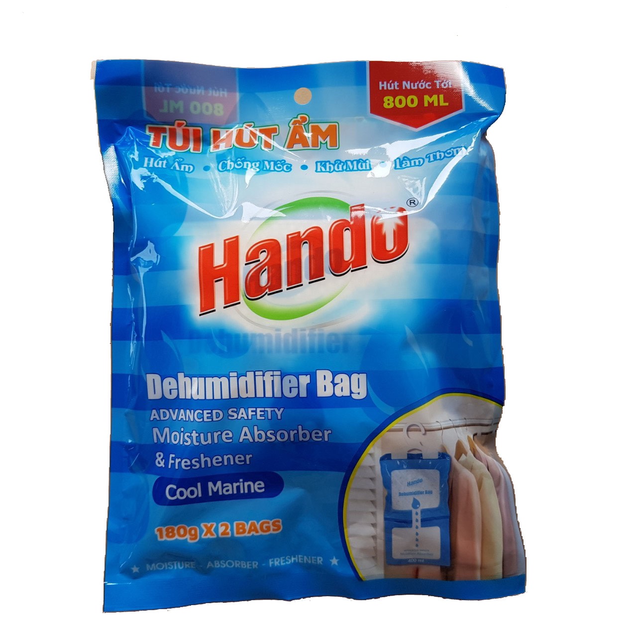 Combo 2 túi 4 gói hút ẩm chống mốc dạng treo dùng cho tủ quần áo,tủ giầy ,giúp hút ẩm quần áo tránh bị ẩm mốc