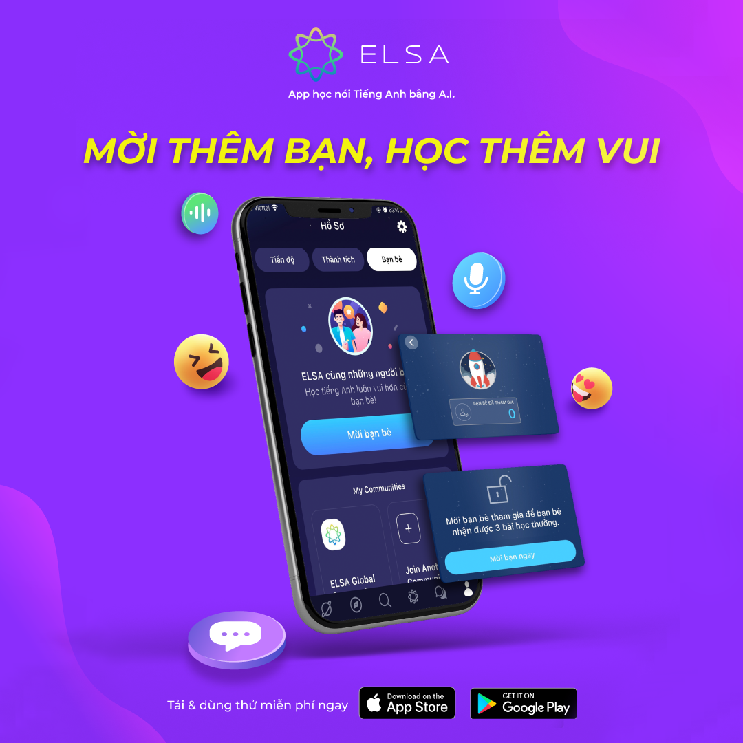 - ELSA SPEAK - Phát âm tiếng Anh chuẩn bản xứ - Gói ELSA Pro 1 Năm & Trọn đời