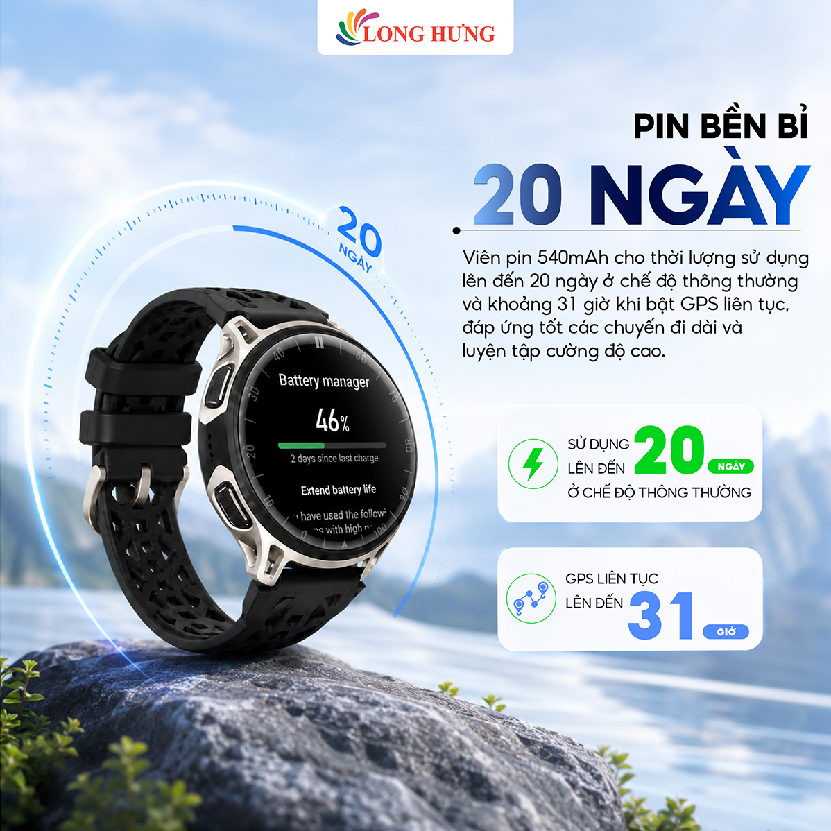 Đồng hồ thông minh dành cho Amazfit Cheetah 2 Pro A2564 - Hàng chính hãng