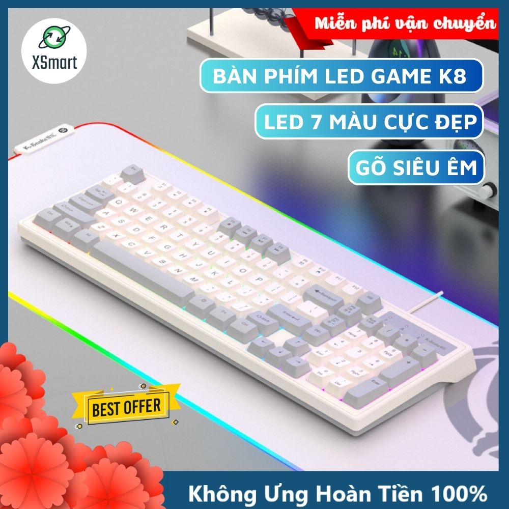 Bộ Bàn Phím Chuột Máy Tính KM800 Led 7 Màu Cực Đẹp Gõ Êm Chống Nước Chơi Game, Văn Phòng-Hàng Chính Hãng