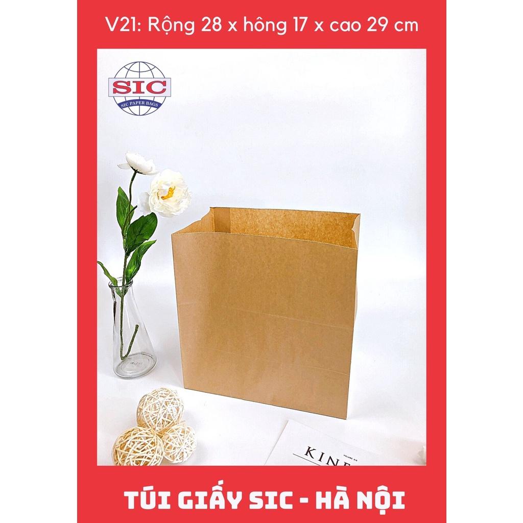 100 CHIẾC TÚI GIẤY KRAFT: V21: 28x17x29cm KHÔNG QUAI ĐỰNG ĐỒ ĂN, BÁNH, TRANG SỨC, CHÈ, CAFE