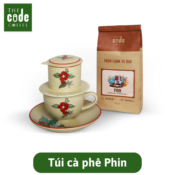 Hộp quà tặng Cà phê Phin và Phin lọc gốm Việt Nam cao cấp - Dạng hạt hoặc bột - Gói 200g - Phin Gift Box