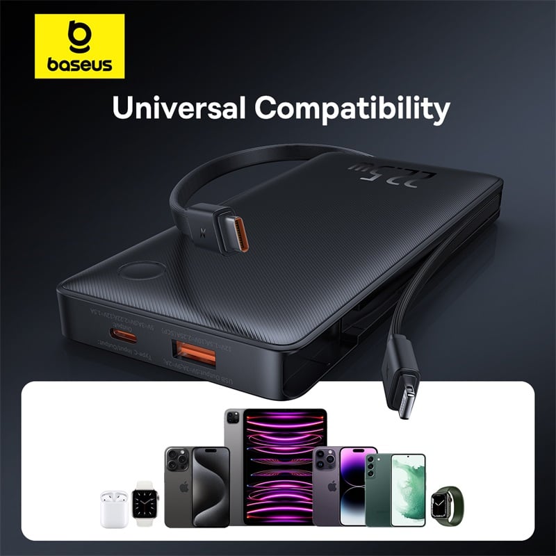 Pin Dự Phòng Baseus Airpow Lite Power Bank 10000mAh 22.5W Dual-Cable - Hàng chính hãng