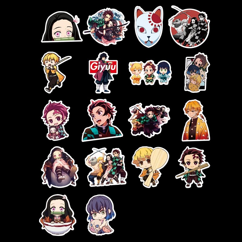 Sticker 50 miếng hình dán Thanh Gươm Diệt Quỷ SetC