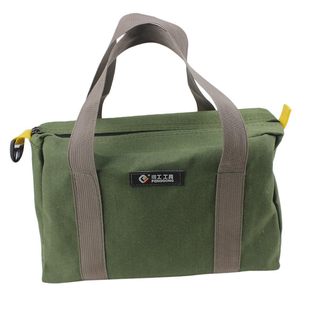 3x 12" Canvas Tool Bag Functional Green Multipurpose Toolkit Storage Tote