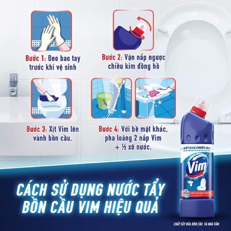 Nước tẩy bồn cầu Vim Diệt khuẩn chai 900ml