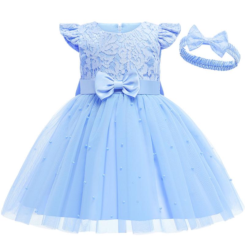 Trẻ Sơ Sinh Vestidos Quần Áo Bé Gái Áo Đầm Bé Gái Phối Ren Nơ Bé Gái Không Tay Cho Sinh Nhật Cho Bé Trang Phục 3-24 tháng