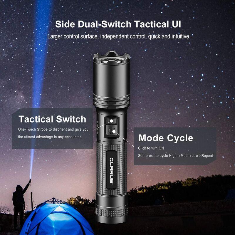 Đèn Tachical Pocklight Túi Lớp đèn pin Military EP10 V2 1000 LED LED Pocket Usb Pocket để cắm trại, Đen ngoài trời