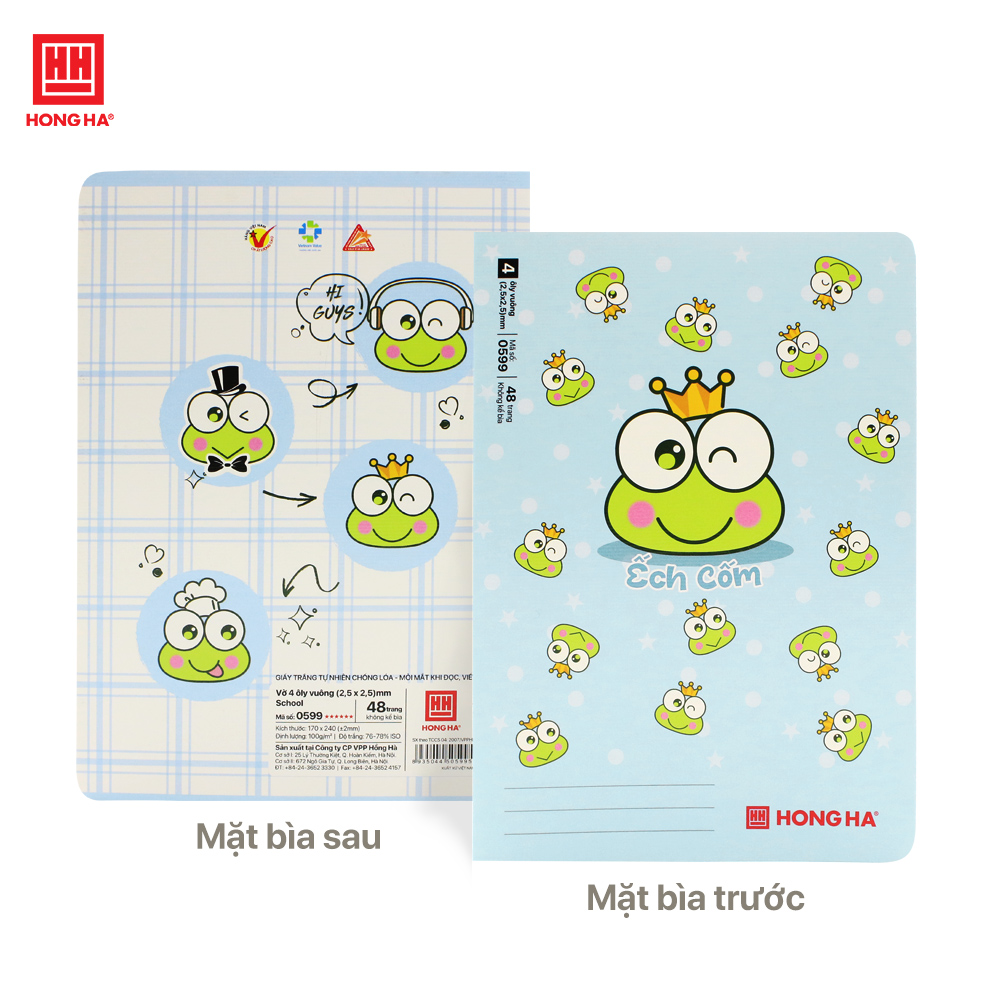 Vở 4 ô ly 48 trang Hồng Hà Ếch cốm định lượng 100gsm - 0599