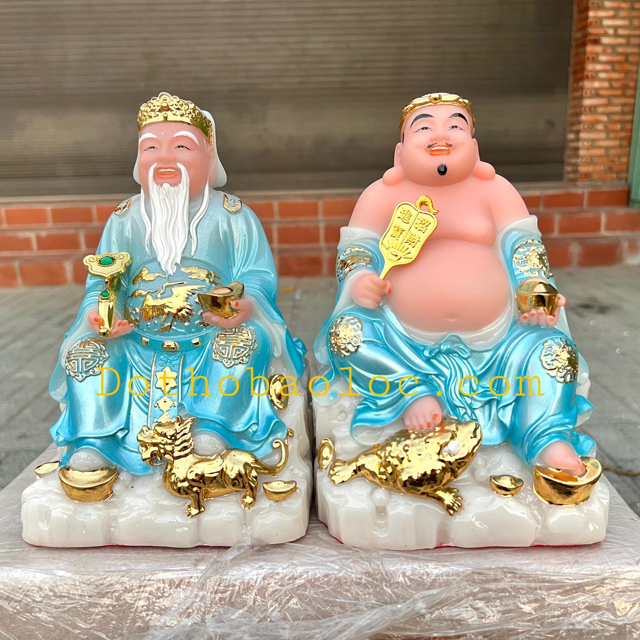 Tượng Thần tài Thổ Địa đế đá nhập khẩu cao cấp cao 20 cm – Xanh dương
