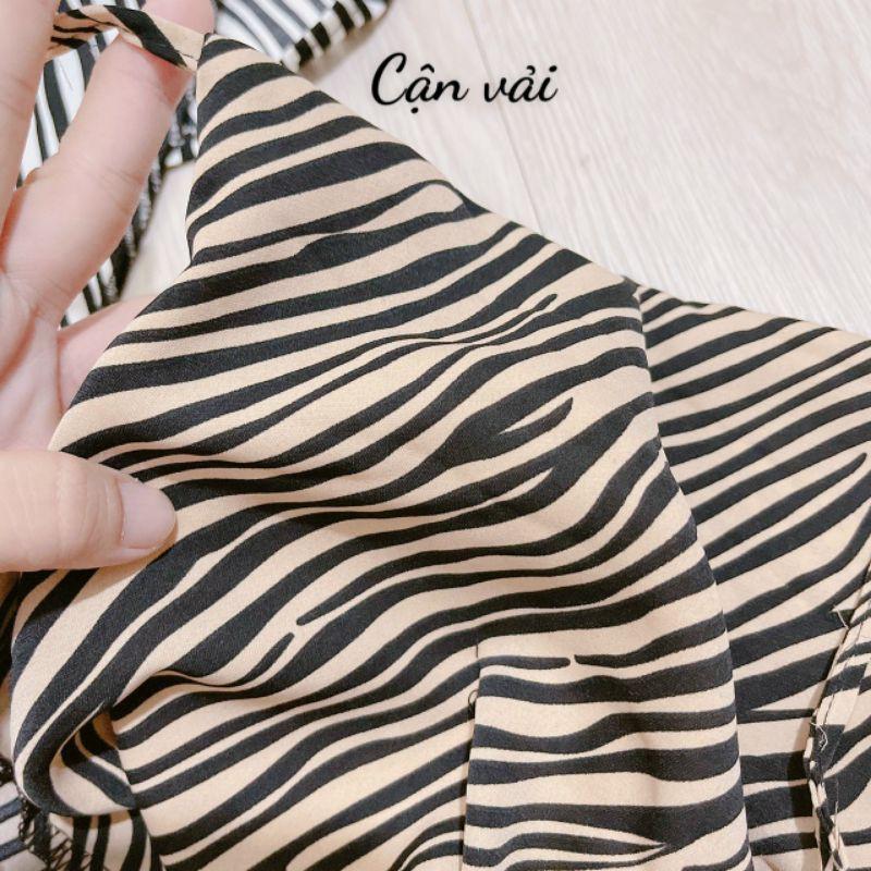 Áo hai dây- áo yếm lụa cột nơ hoạ tiết sọc hót trend