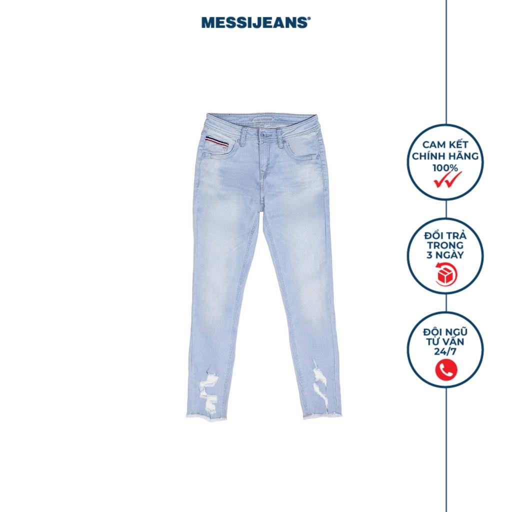 Quần jeans lửng nữ ống ôm màu nhạt MESSI SJW-656-18