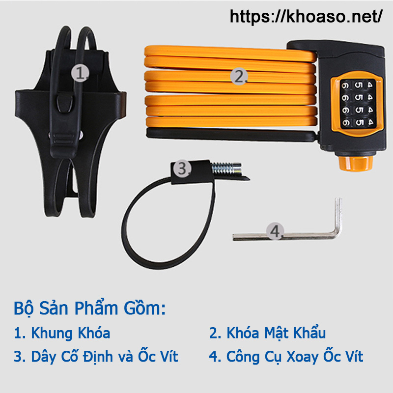 Khóa gấp mật khẩu chống trộm xe máy, xe đạp