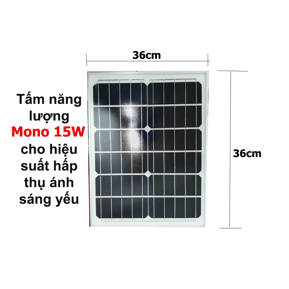 Đèn đường bàn chải năng lượng mặt trời 60W TCARE 234 led, pin 18000mAh, Tấm năng lượng Mono - Hàng Chính Hãng