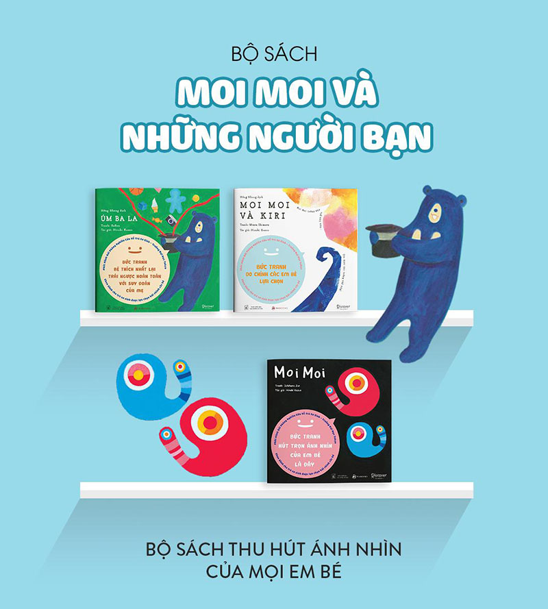 Sách Ehon Nhật Bản- Bộ Sách Ehon Moi Moi và Những Người bạn dành cho bé từ 0-2 tuổi- Bộ sách thu hút ánh nhìn của mọi bé