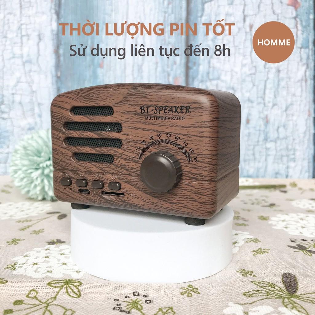 Loa Bluetooth mini cổ điển BT01 vân gỗ vintage decor phòng