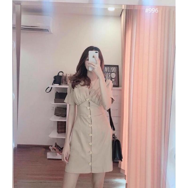 Đầm cổ chữ V đúp ngực có 3 màu có size