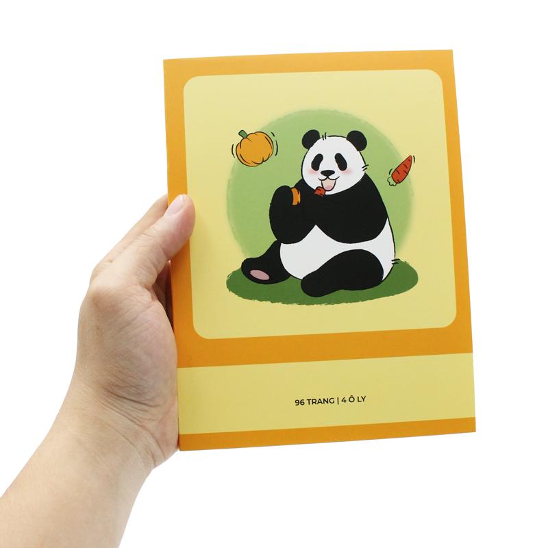 Combo 10 Tập Học Sinh Fluffy Panda - Miền Nam - 4 Ô Ly - 96 Trang 80gsm - The Sun 03 - Tặng Nhãn Vở Kèm Sticker