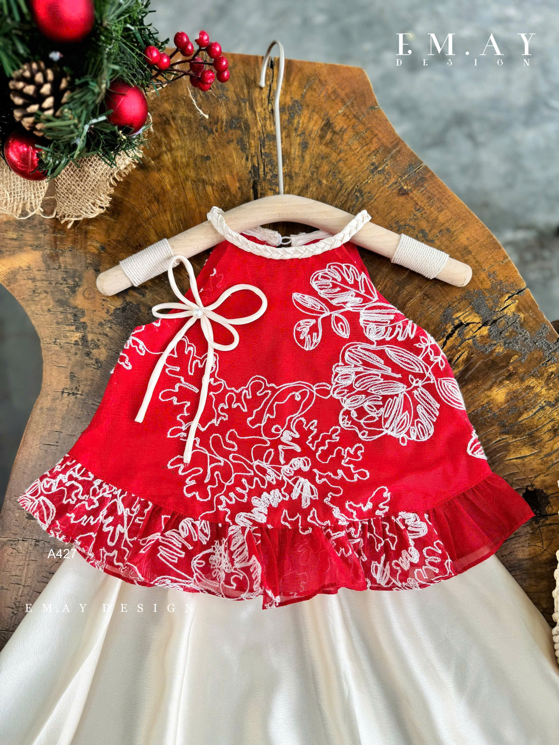 Set áo yếm cô Tấm cho bé gái đi chơi lễ tết noel giáng sinh năm mới biểu diễn đẹp chất lụa mát