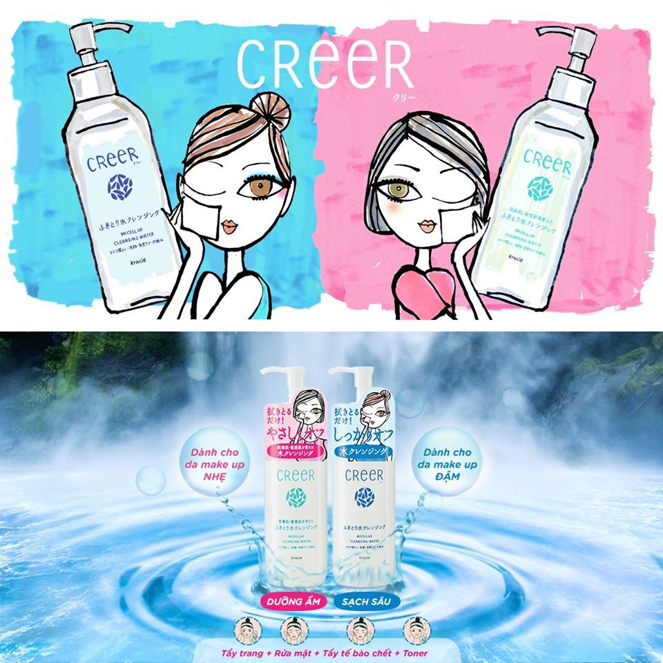 Nước Khoáng Tẩy Trang Làm Sạch Sâu 4 in 1 Kracie CReeR Facial Cleansing Water 330mL (Bị Trầy Vỏ)