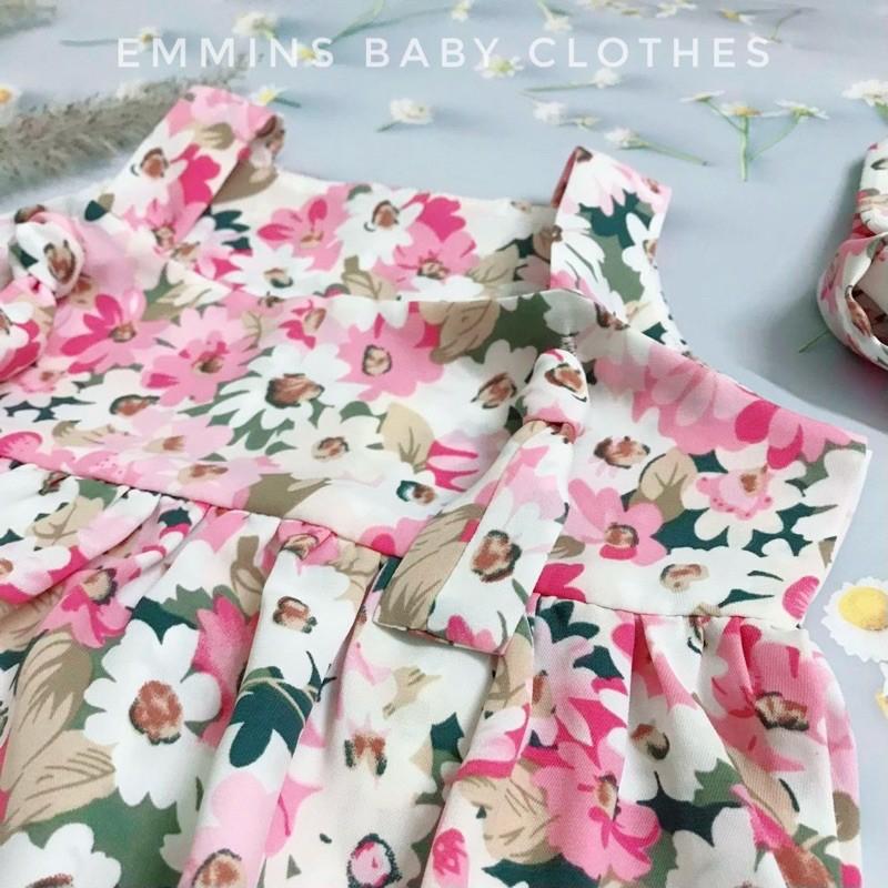 Áo liền quần, bodysuit, romper, chụp đầy tháng thôi nôi, Emmins Bodychip Hoa Xinh + Kèm Turban bé gái